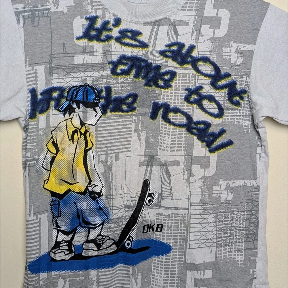 Vintage Oshkosh B'Gosh Skateboarding Graffiti Y2K 90s Shirt Boys Size 6